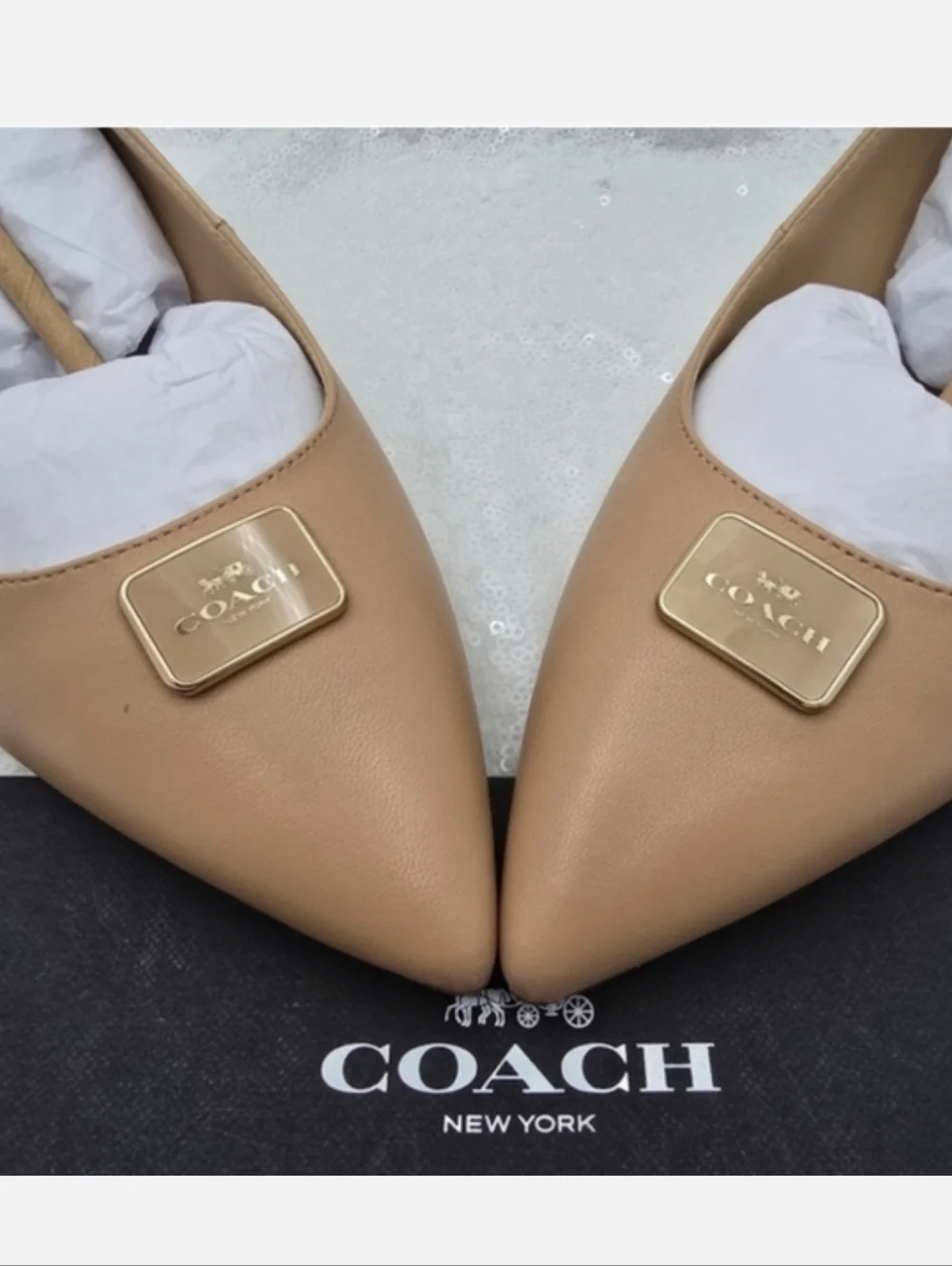 Coach Jillian Slingback Classic Closed toe Low Heel Neutral color Women's 9.5